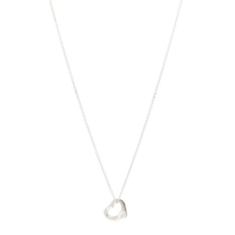 Sterling Silver 11mm Elsa Peretti Open Heart Pendant Necklace